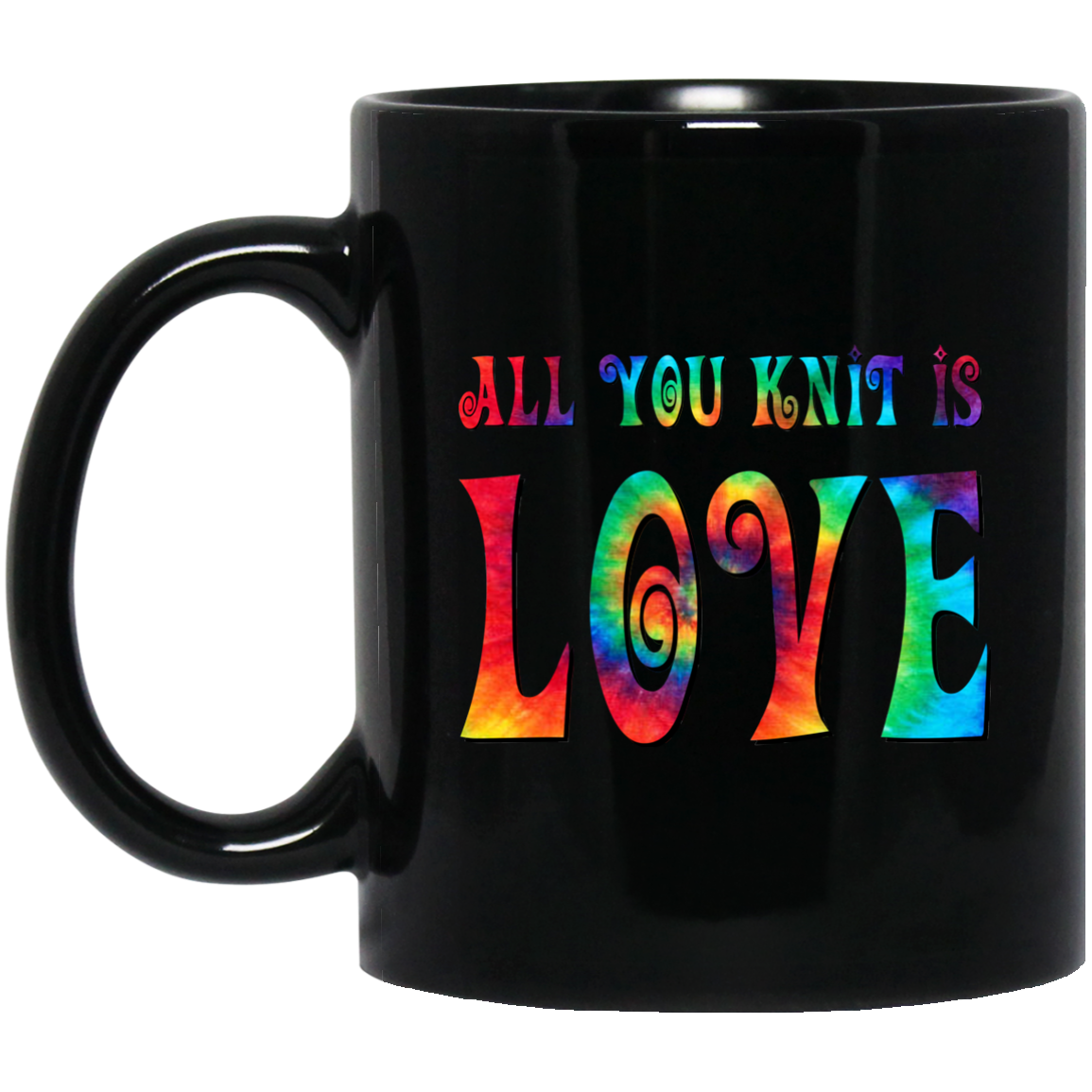 All You Knit is Love Black Mugs
