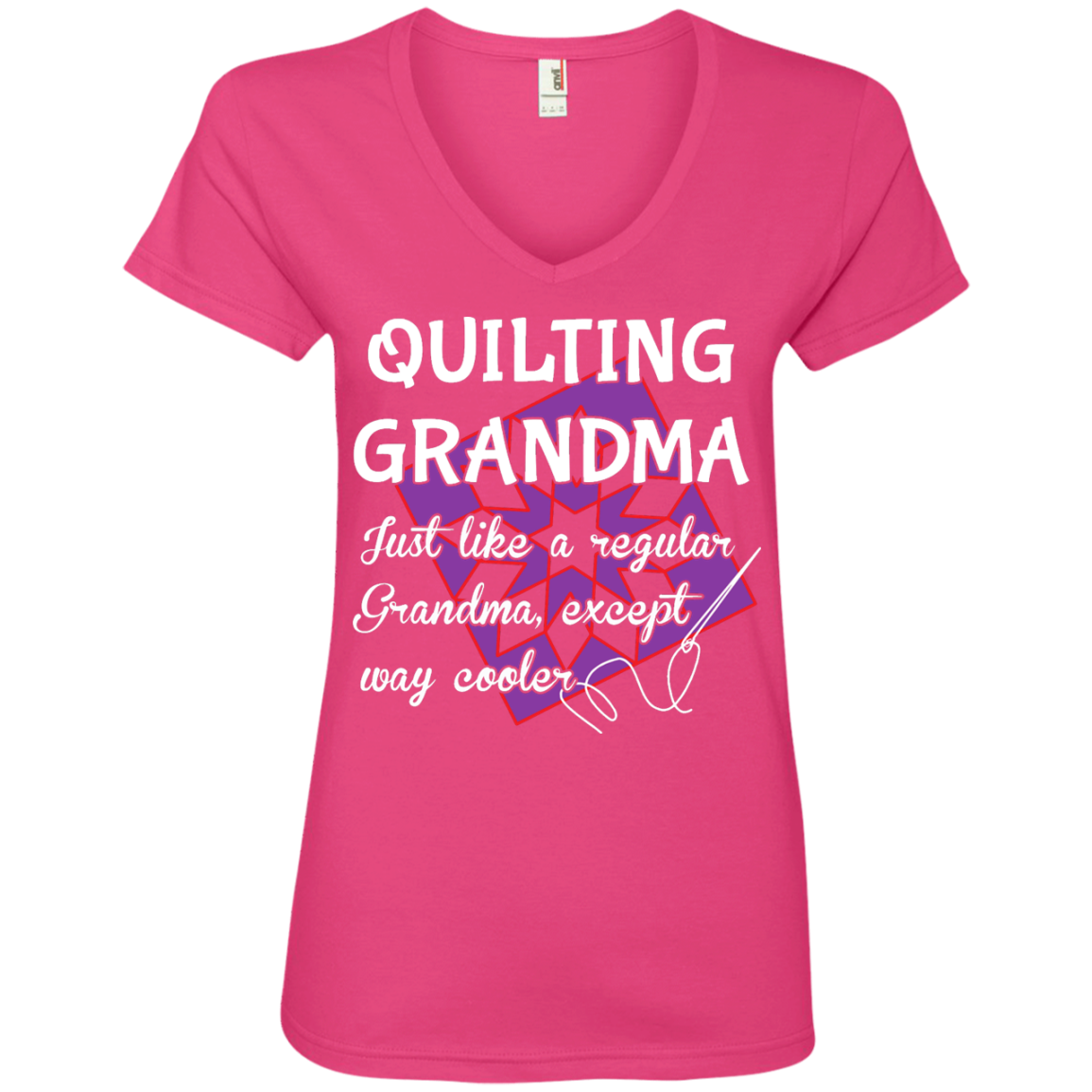Quilting Grandma Ladies' V-Neck Tee