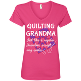 Quilting Grandma Ladies' V-Neck Tee