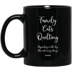 Family-Cats-Quilting Black Mugs
