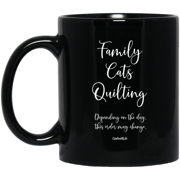 Family-Cats-Quilting Black Mugs