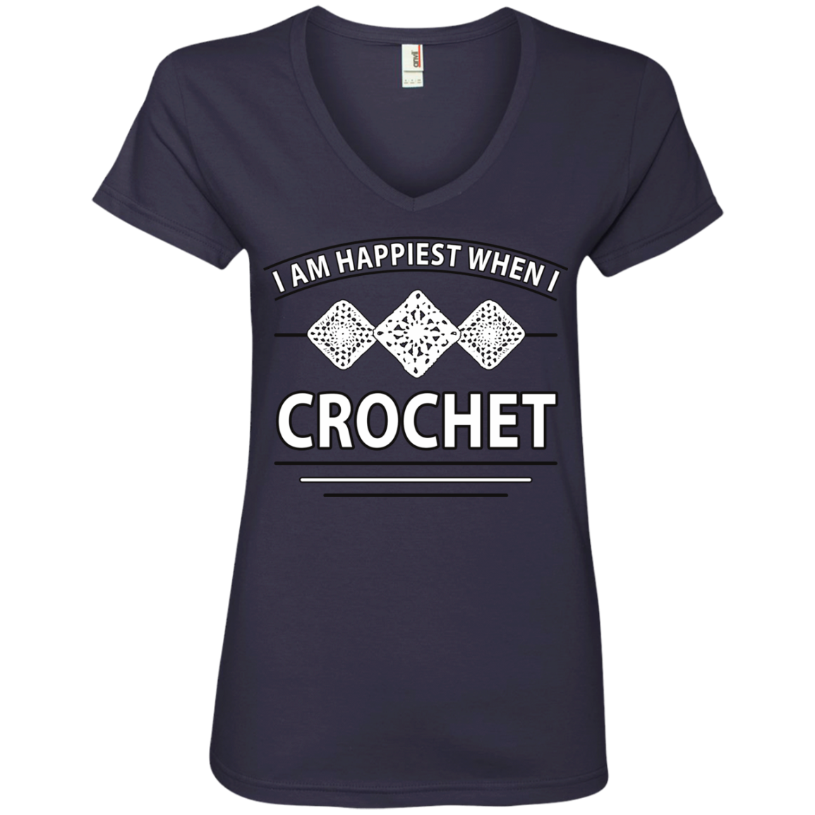 I Am Happiest When I Crochet Ladies V-neck Tee - Crafter4Life - 6