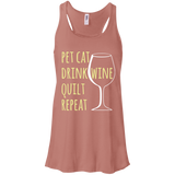 Pet Cat-Drink Wine-Quilt Flowy Racerback Tank
