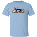Cottagecore Sewing Mushroom Village T-Shirt - For Yourself, or Makes a Great Gift