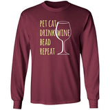Pet Cat-Drink Wine-Bead Long Sleeve T-Shirt