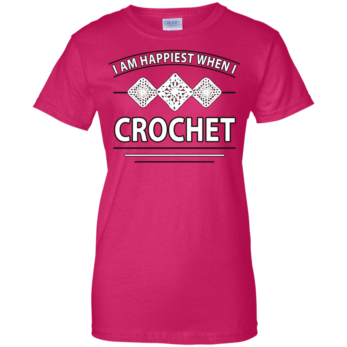 I Am Happiest When I Crochet Ladies Custom 100% Cotton T-Shirt - Crafter4Life - 9