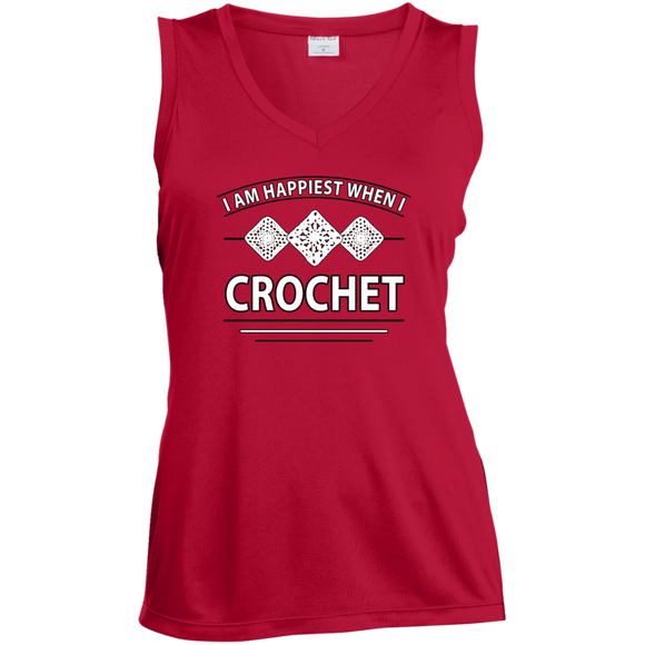 I Am Happiest When I Crochet Ladies Sleeveless V-neck - Crafter4Life - 3