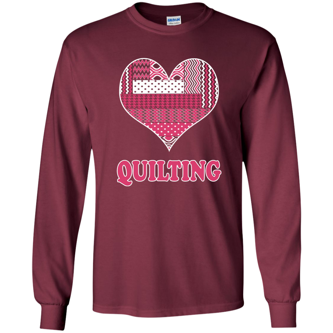 Heart Quilting Long Sleeve Ultra Cotton T-Shirt - Crafter4Life - 9