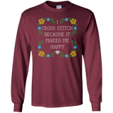 I Cross Stitch Because It Makes Me Happy Long Sleeve Ultra Cotton T-Shirt - Crafter4Life - 7