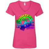 Quilters Create Piece Full Lives Ladies V-neck Tee - Crafter4Life - 4