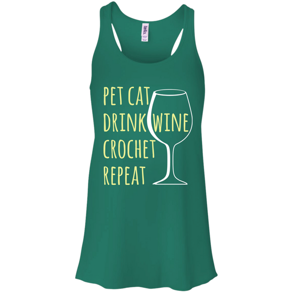Pet Cat-Drink Wine-Crochet Flowy Racerback Tank