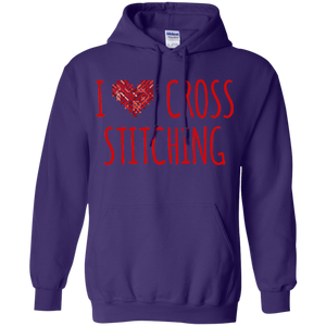 I Heart Cross Stitching Pullover Hoodie