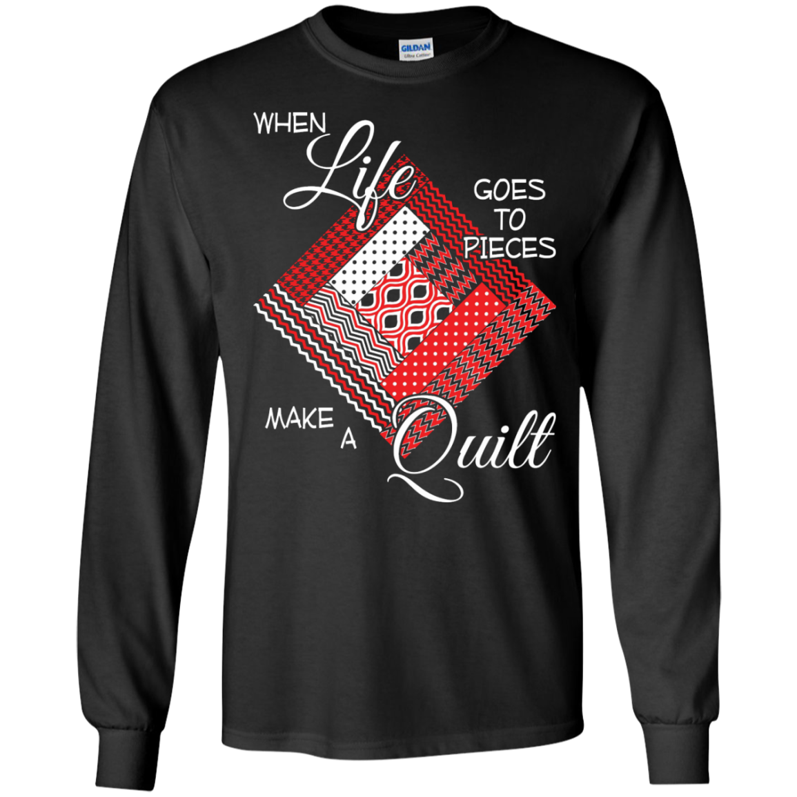 Make a Quilt (red) Long Sleeve Ultra Cotton T-Shirt - Crafter4Life - 2