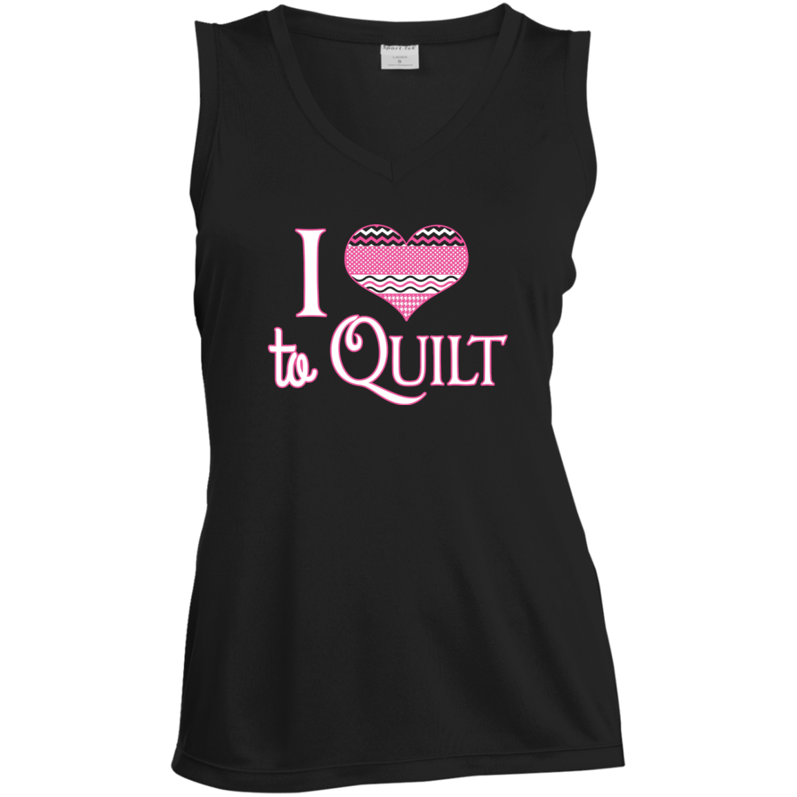 I Heart to Quilt Ladies Sleeveless V-neck - Crafter4Life - 3