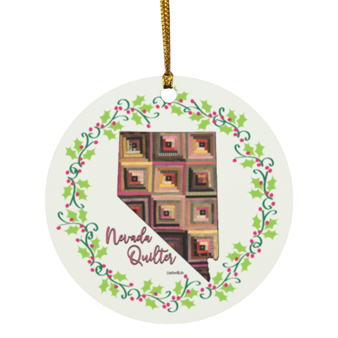 Nevada Quilter Christmas Circle Ornament