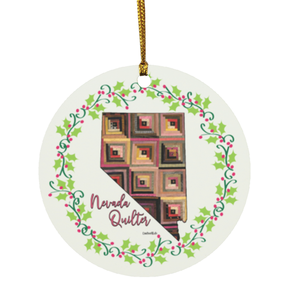 Nevada Quilter Christmas Circle Ornament