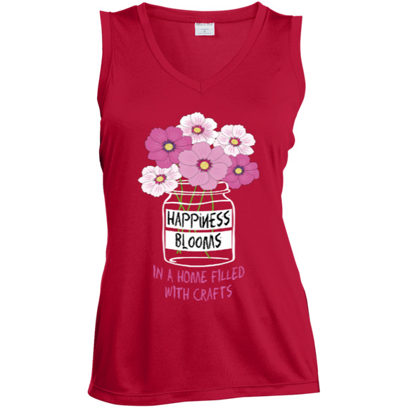 Happiness Blooms with Crafts Ladies Sleeveless V-neck - Crafter4Life - 1