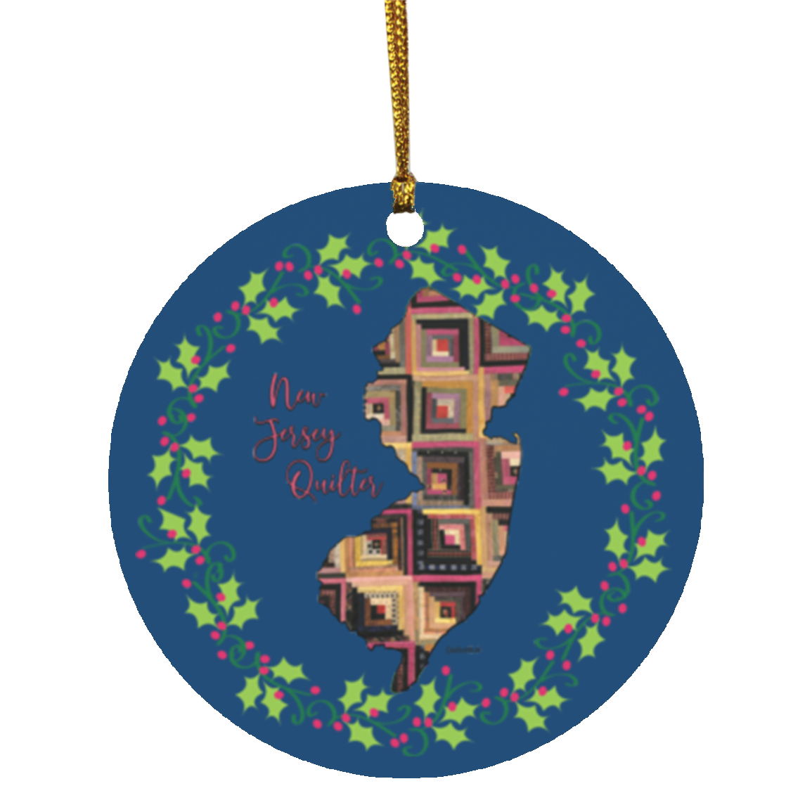 New Jersey Quilter Christmas Circle Ornament