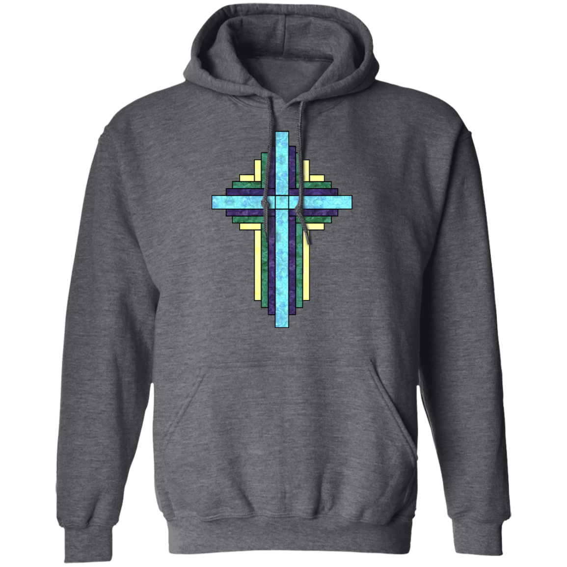 Batik Stained Glass Quilt Cross Pullover Hoodie