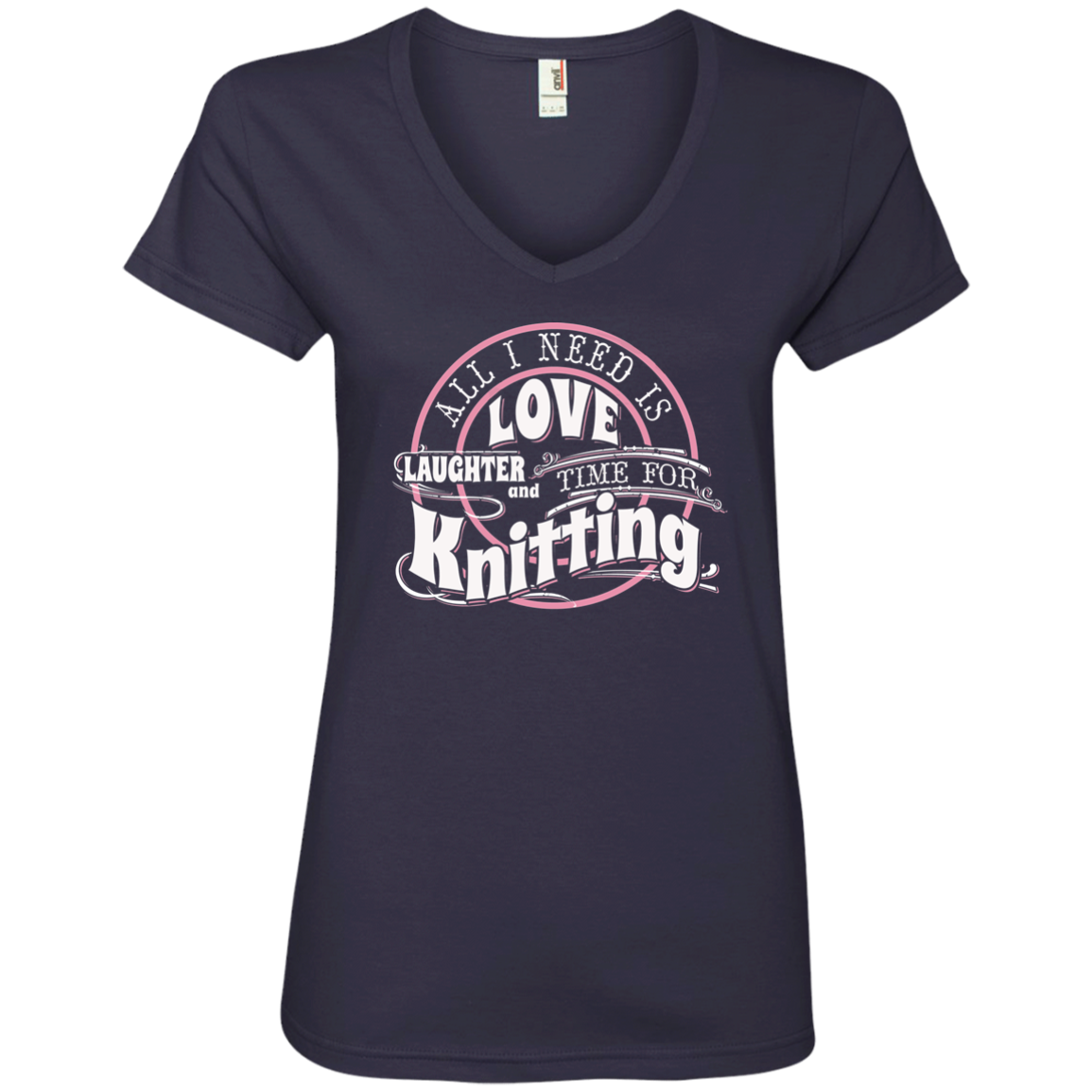 Time for Knitting Ladies V-Neck T-Shirt