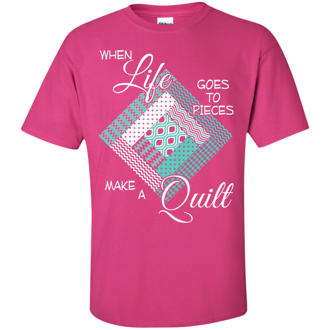 Make a Quilt (turquoise) Custom Ultra Cotton T-Shirt - Crafter4Life - 7