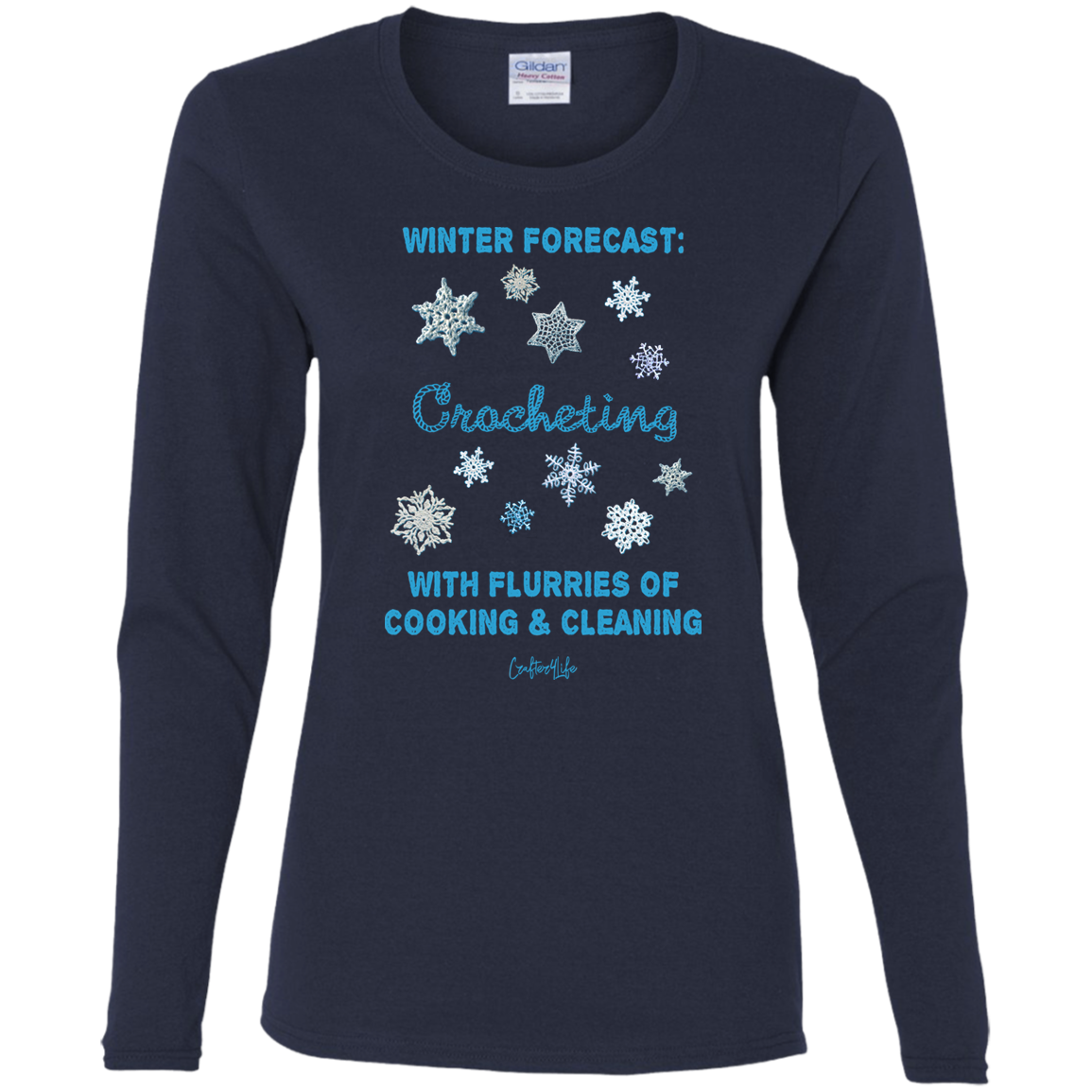 Winter Forecast Crocheting Flurries Ladies Long Sleeve Shirts