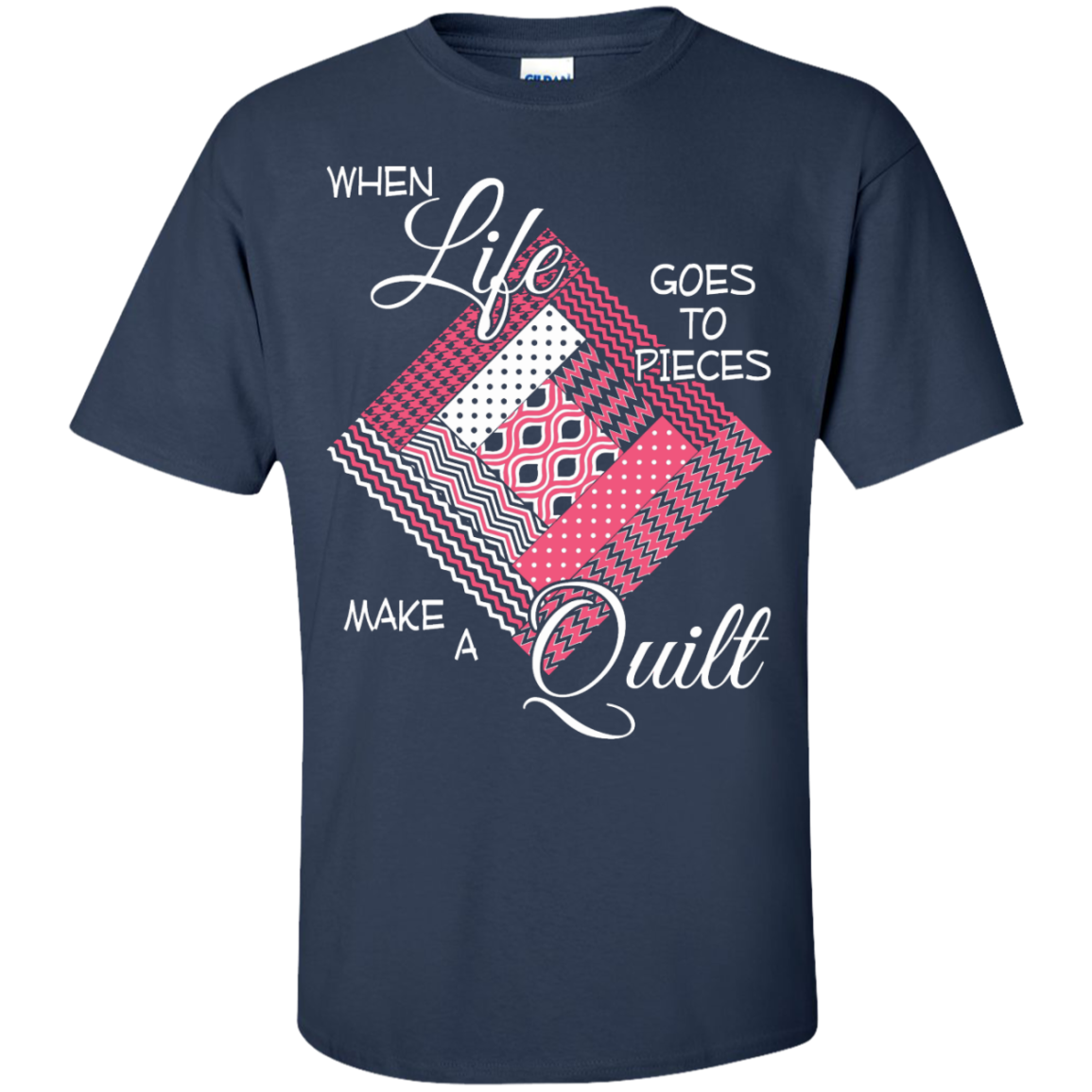 Make a Quilt (pink) Custom Ultra Cotton T-Shirt - Crafter4Life - 8
