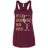 Pet Cat-Drink Wine-Bead Flowy Racerback Tank
