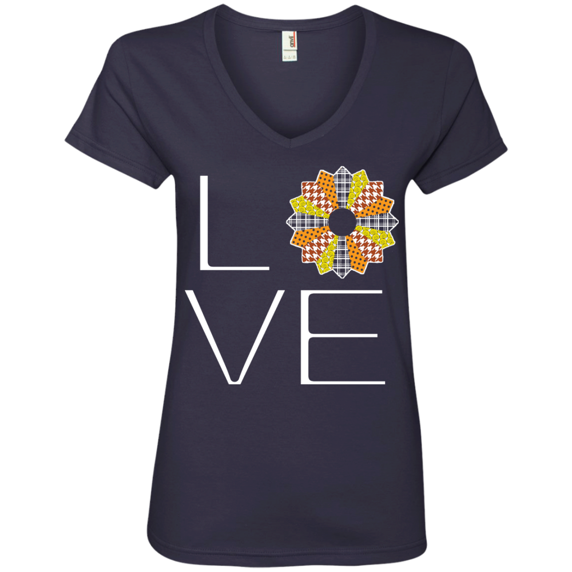 LOVE Quilting (Fall Colors) Ladies V-neck Tee - Crafter4Life - 5