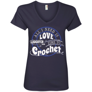Time to Crochet Ladies V-Neck Tee - Crafter4Life - 1