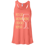 Pet Cat-Drink Wine-Crochet Flowy Racerback Tank
