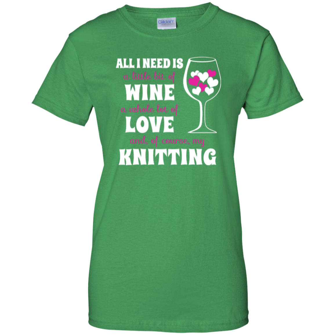 All I Need is Wine-Love-Knitting Ladies Custom 100% Cotton T-Shirt - Crafter4Life - 6