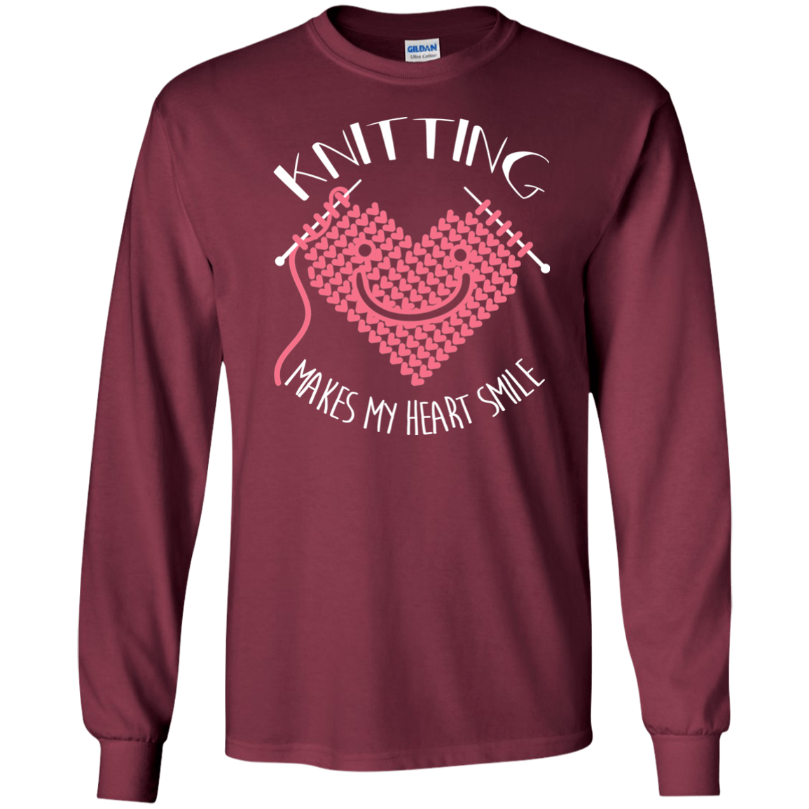Knitting Makes My Heart Smile LS Ultra Cotton T-Shirt