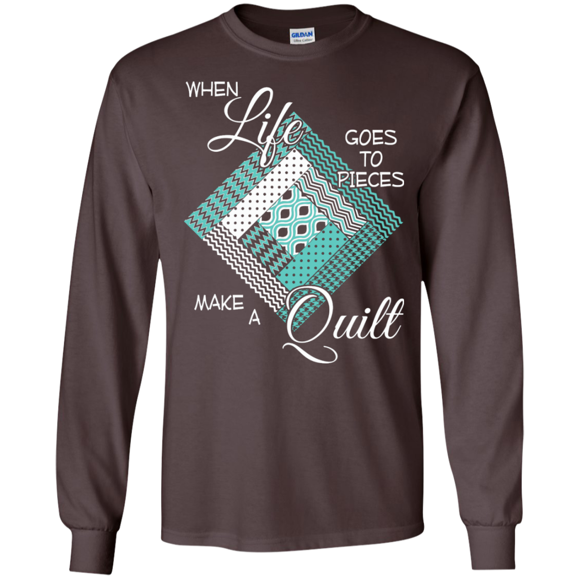 Make a Quilt (turquoise) Long Sleeve Ultra Cotton T-Shirt - Crafter4Life - 3