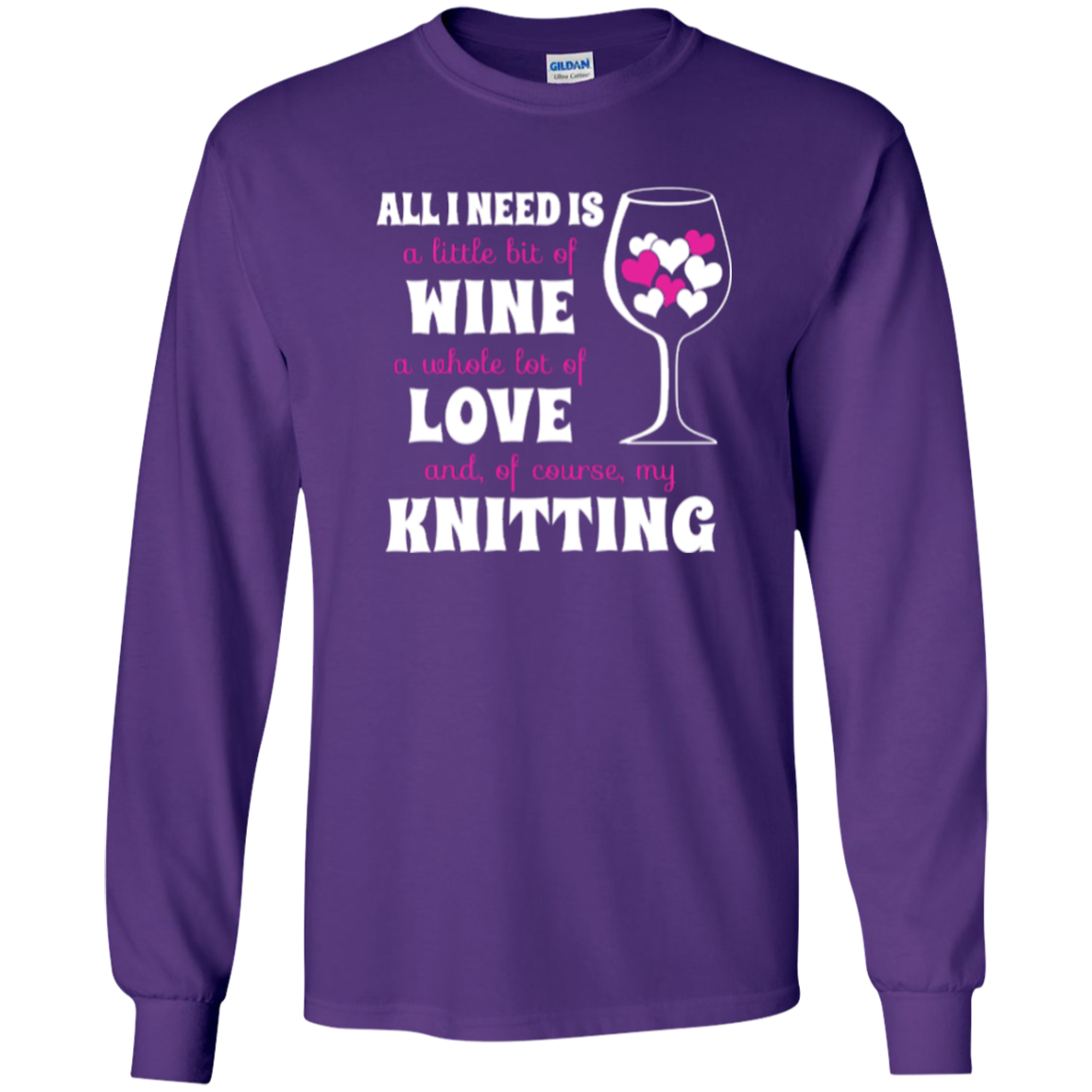 All I Need is Wine-Love-Knitting Long Sleeve Ultra Cotton Tshirt - Crafter4Life - 12
