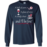 A Ball of Yarn a Glass of Wine Long Sleeve T-Shirt - Crafter4Life - 1