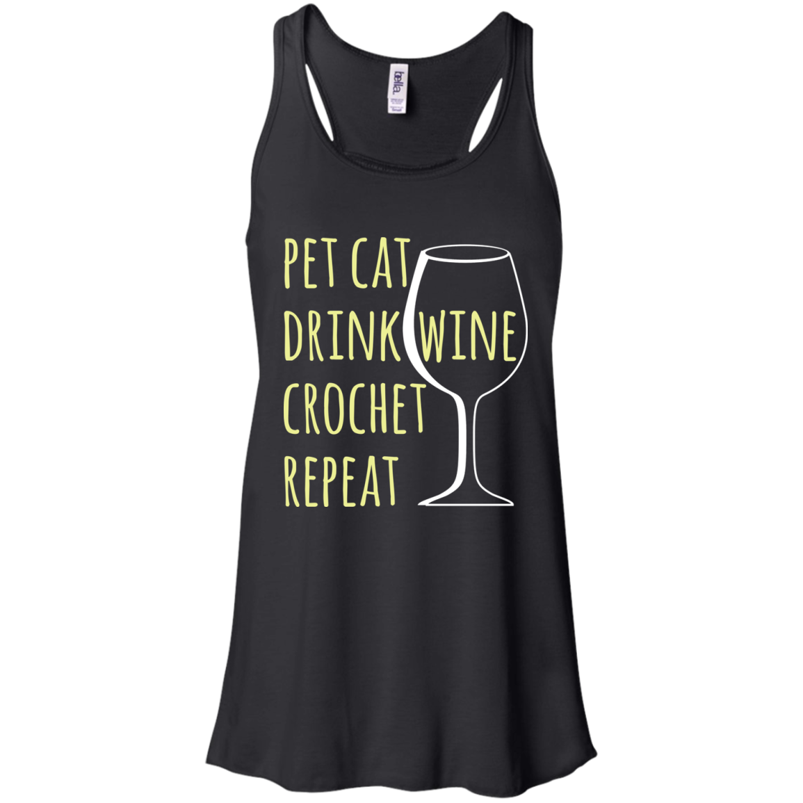 Pet Cat-Drink Wine-Crochet Flowy Racerback Tank