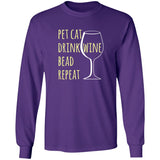 Pet Cat-Drink Wine-Bead Long Sleeve T-Shirt