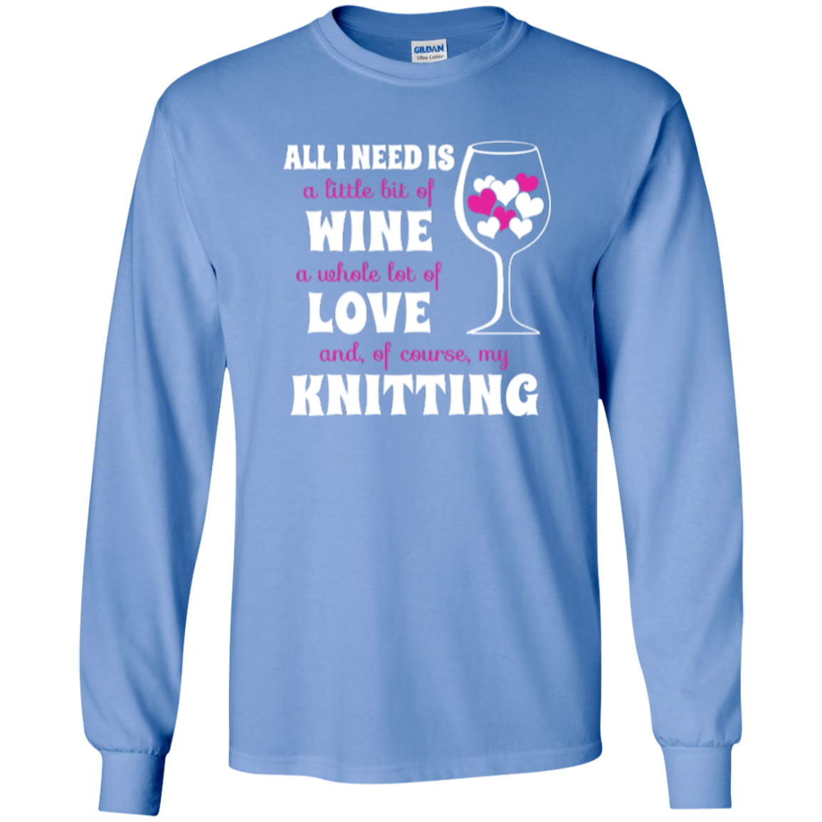 All I Need is Wine-Love-Knitting Long Sleeve Ultra Cotton Tshirt - Crafter4Life - 9