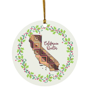 California Quilter Christmas Circle Ornament