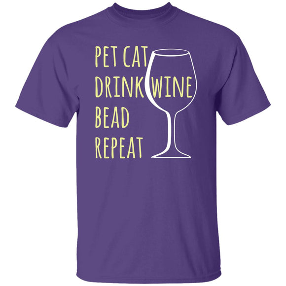 Pet Cat-Drink Wine-Bead T-Shirt