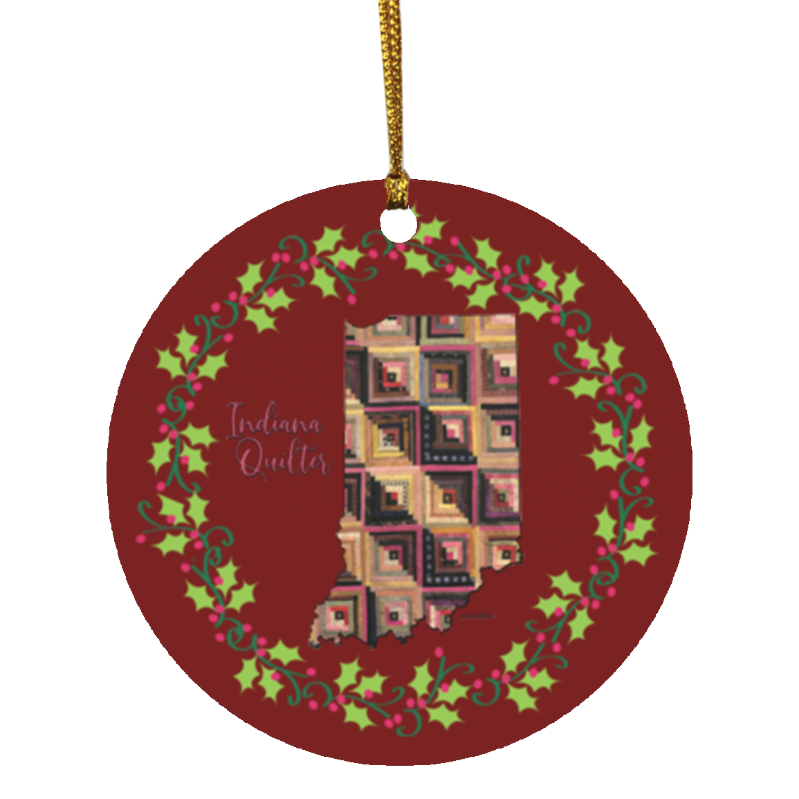 Indiana Quilter Christmas Circle Ornament