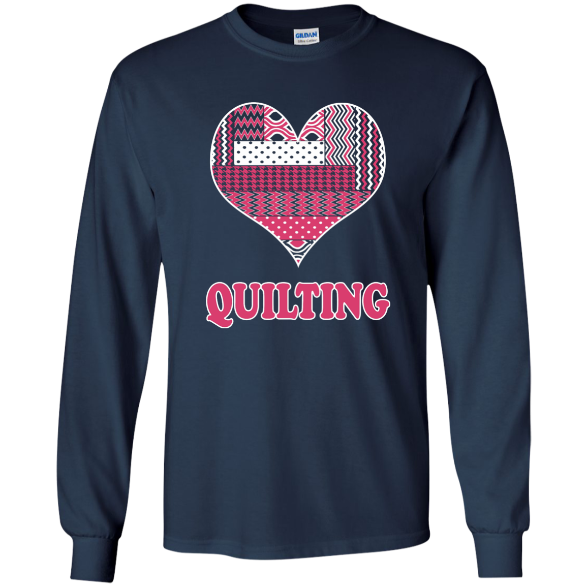 Heart Quilting Long Sleeve Ultra Cotton T-Shirt - Crafter4Life - 11