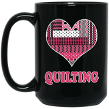 Heart Quilting Black Mugs
