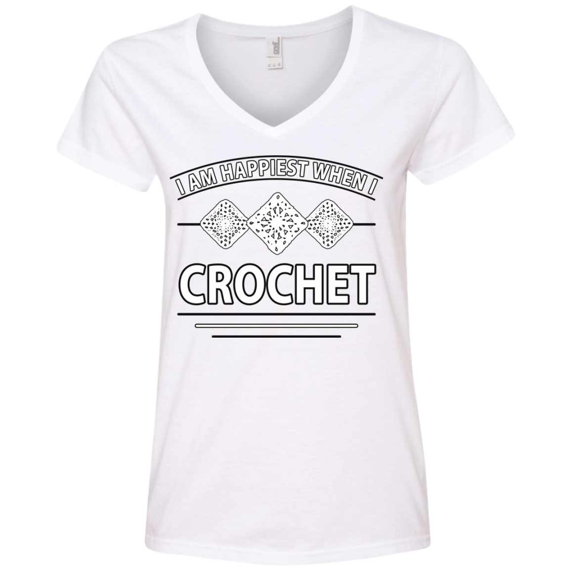 I Am Happiest When I Crochet Ladies V-neck Tee - Crafter4Life - 3