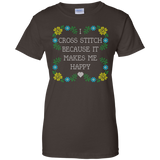 I Cross Stitch Because It Makes Me Happy Ladies Custom 100% Cotton T-Shirt - Crafter4Life - 5