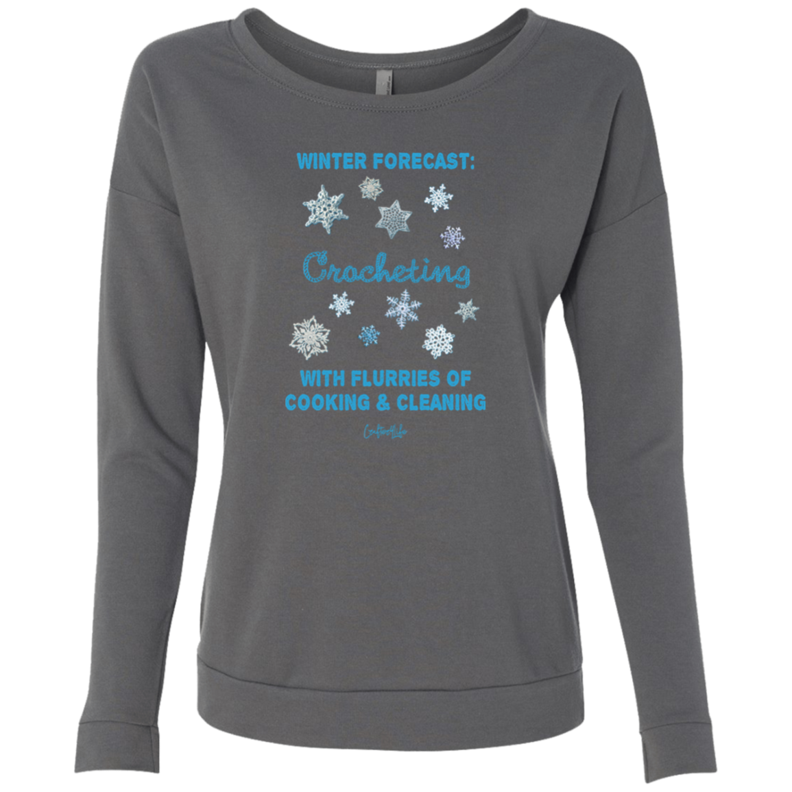 Winter Forecast Crocheting Flurries Ladies Long Sleeve Shirts