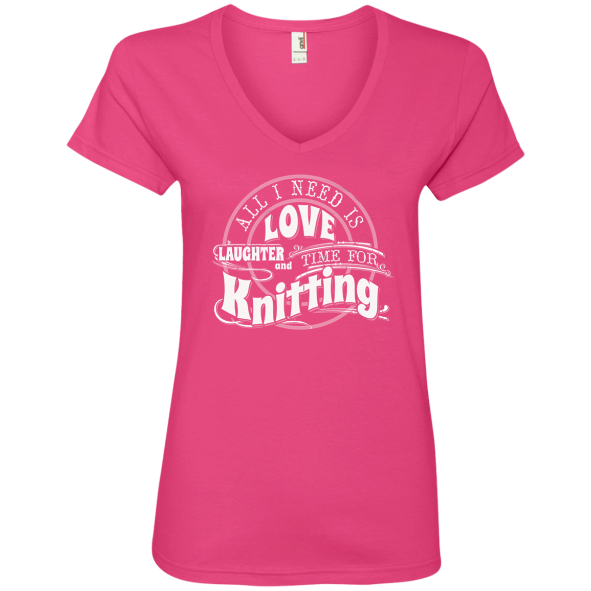 Time for Knitting Ladies V-Neck T-Shirt