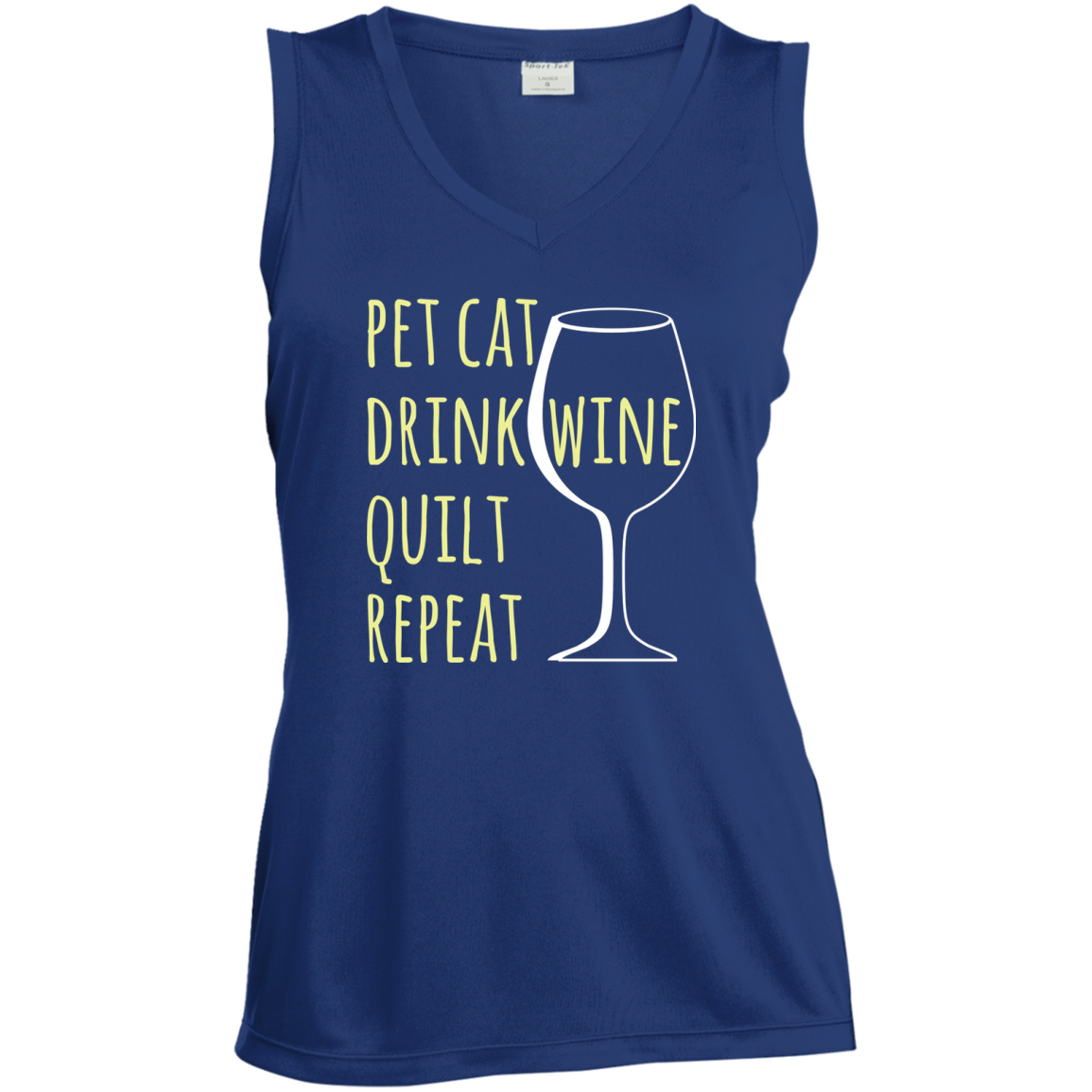 Pet Cat-Drink Wine-Quilt Ladies Sleeveless Moisture Absorbing V-Neck