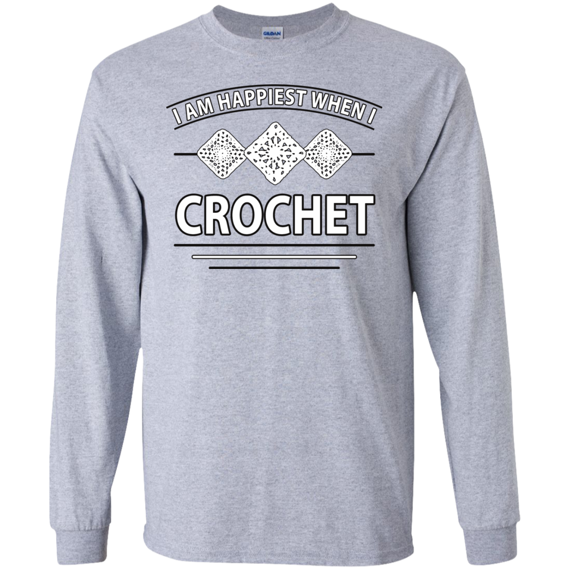 I Am Happiest When I Crochet Long Sleeve Ultra Cotton T-shirt - Crafter4Life - 3
